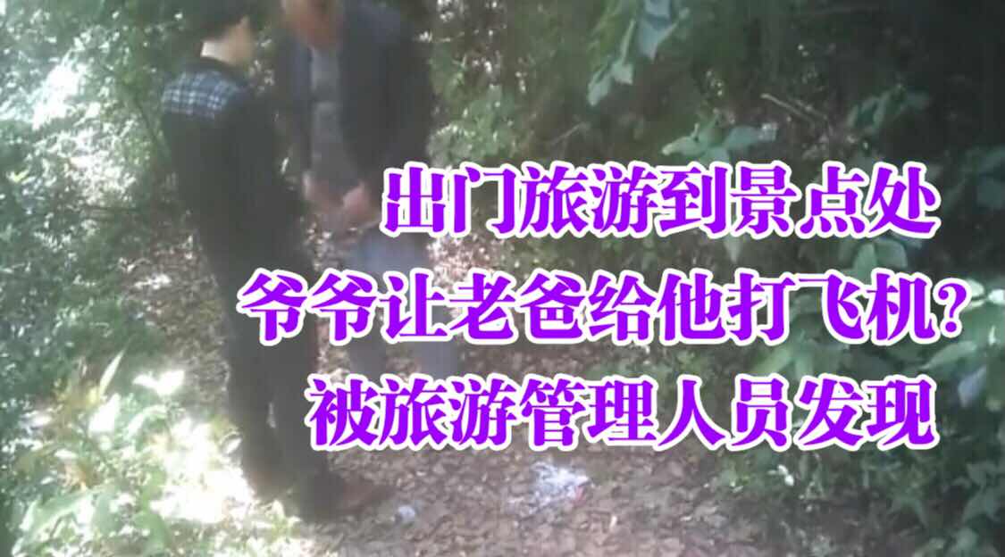 出门旅游到景点处爷爷让老爸给他打飞机被管理人员发现